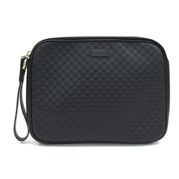 Gucci guccissima Clutch Bag Black Leather Shoulder Pouch